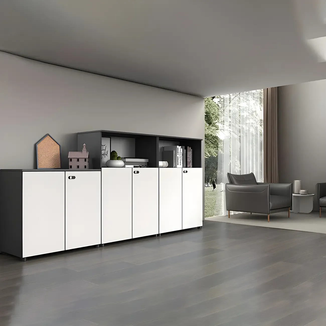 Minimalist Wooden Lockable Filing Cabinets with Legs for Office Image - 6