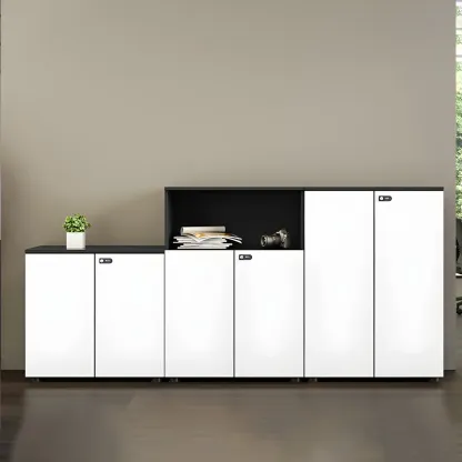 Minimalist Wooden Lockable Filing Cabinets with Legs for Office Image - 8