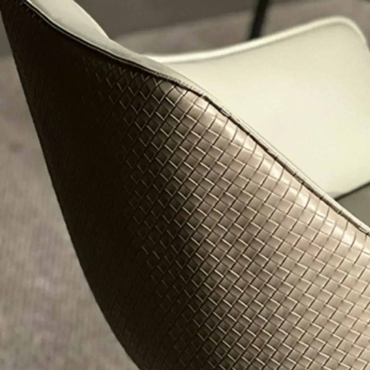 Contemporary Armrest Faux Leather Solid Back Dining Chair Image - 10