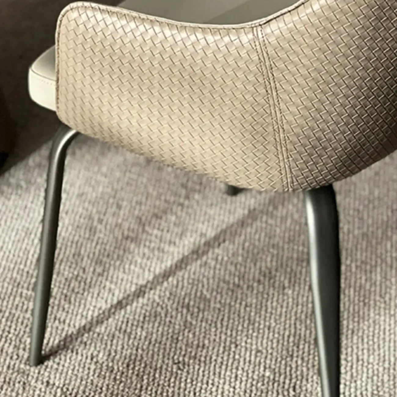 Contemporary Armrest Faux Leather Solid Back Dining Chair Image - 11