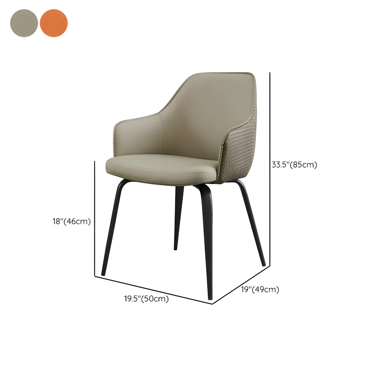 Contemporary Armrest Faux Leather Solid Back Dining Chair #size | homeyfad