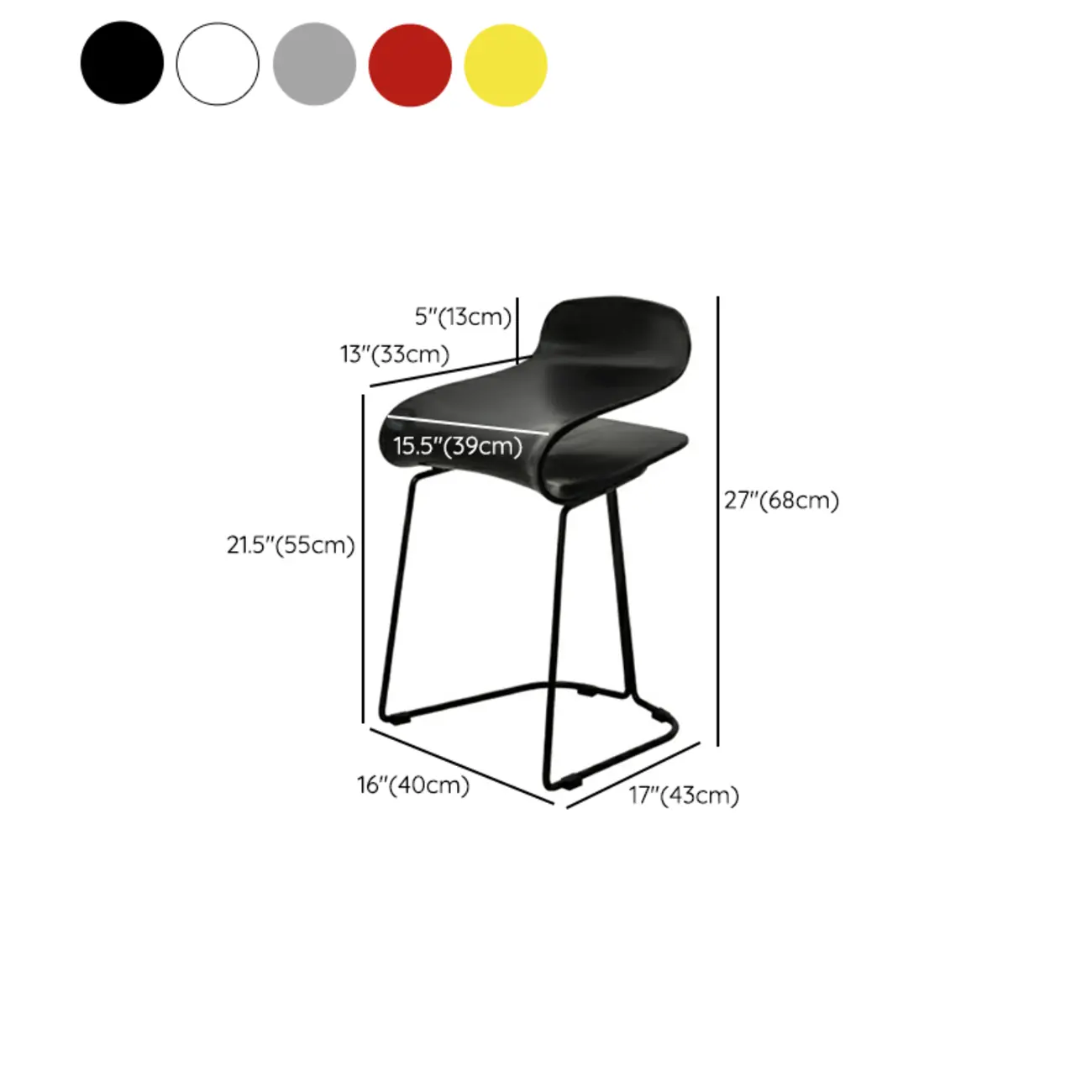 Acrylic Sleek Durable Backless Counter Height Bar Stool #size | homeyfad
