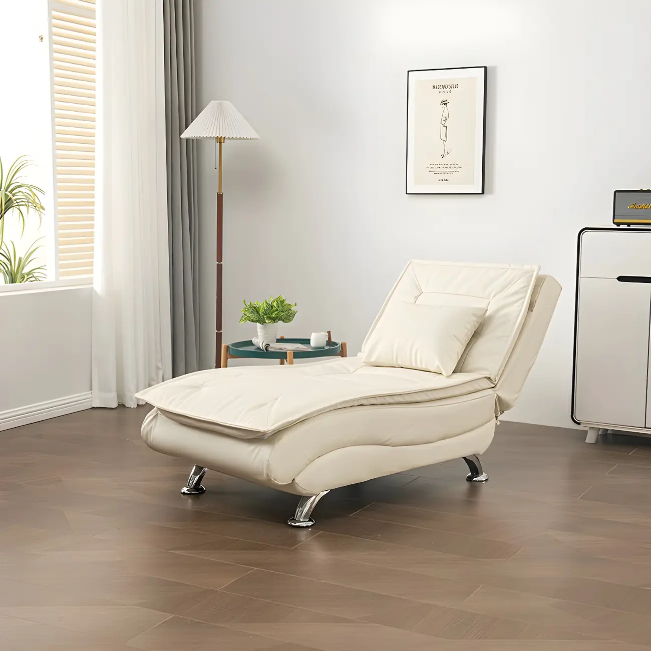 Stylish Solid Faux Leather Reclining Chaise Lounge with Armless Image - 1 | homeyfad