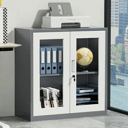 Durable White Metal Filing Cabinet with Lock for Office Use Image - 8