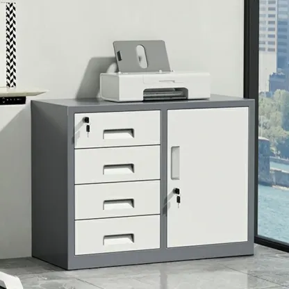 Durable White Metal Filing Cabinet with Lock for Office Use Image - 10