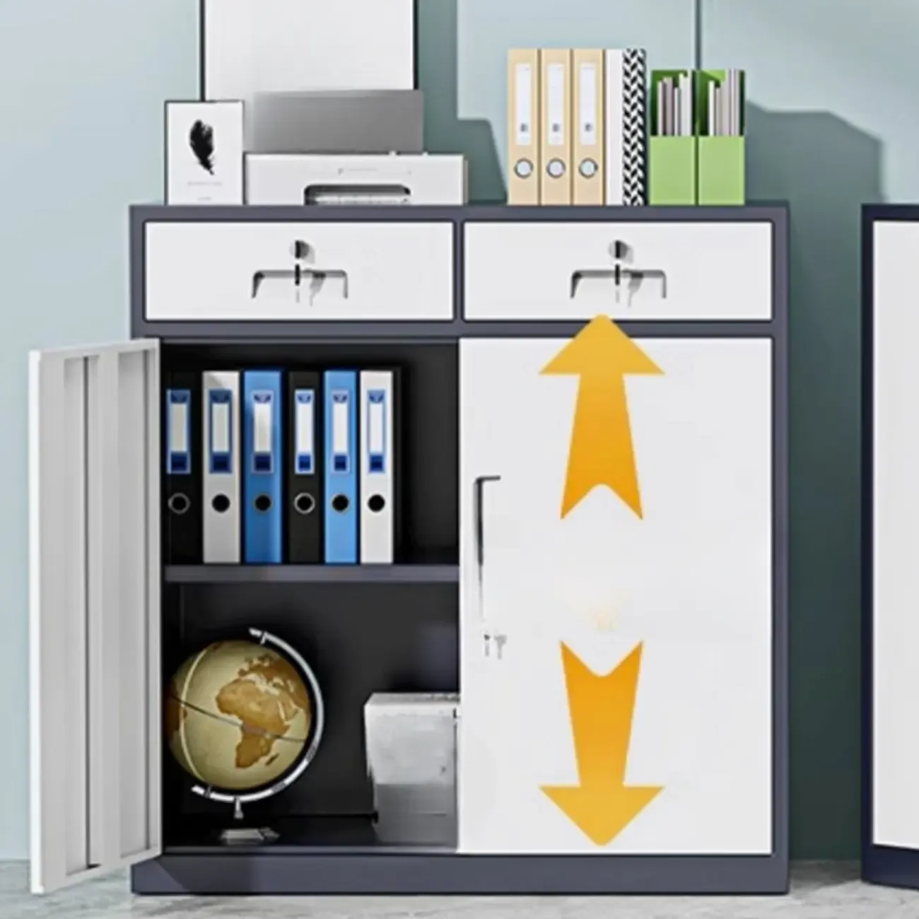 Durable White Metal Filing Cabinet with Lock for Office Use Image - 11