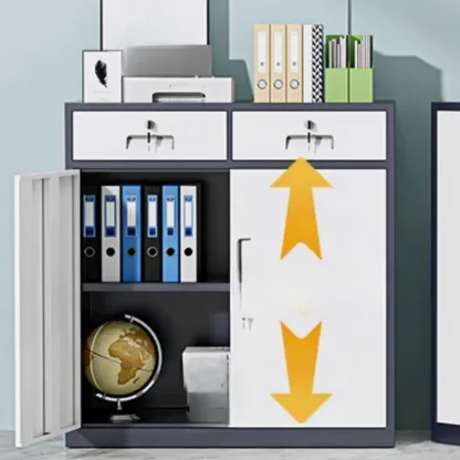 Durable White Metal Filing Cabinet with Lock for Office Use Image - 11