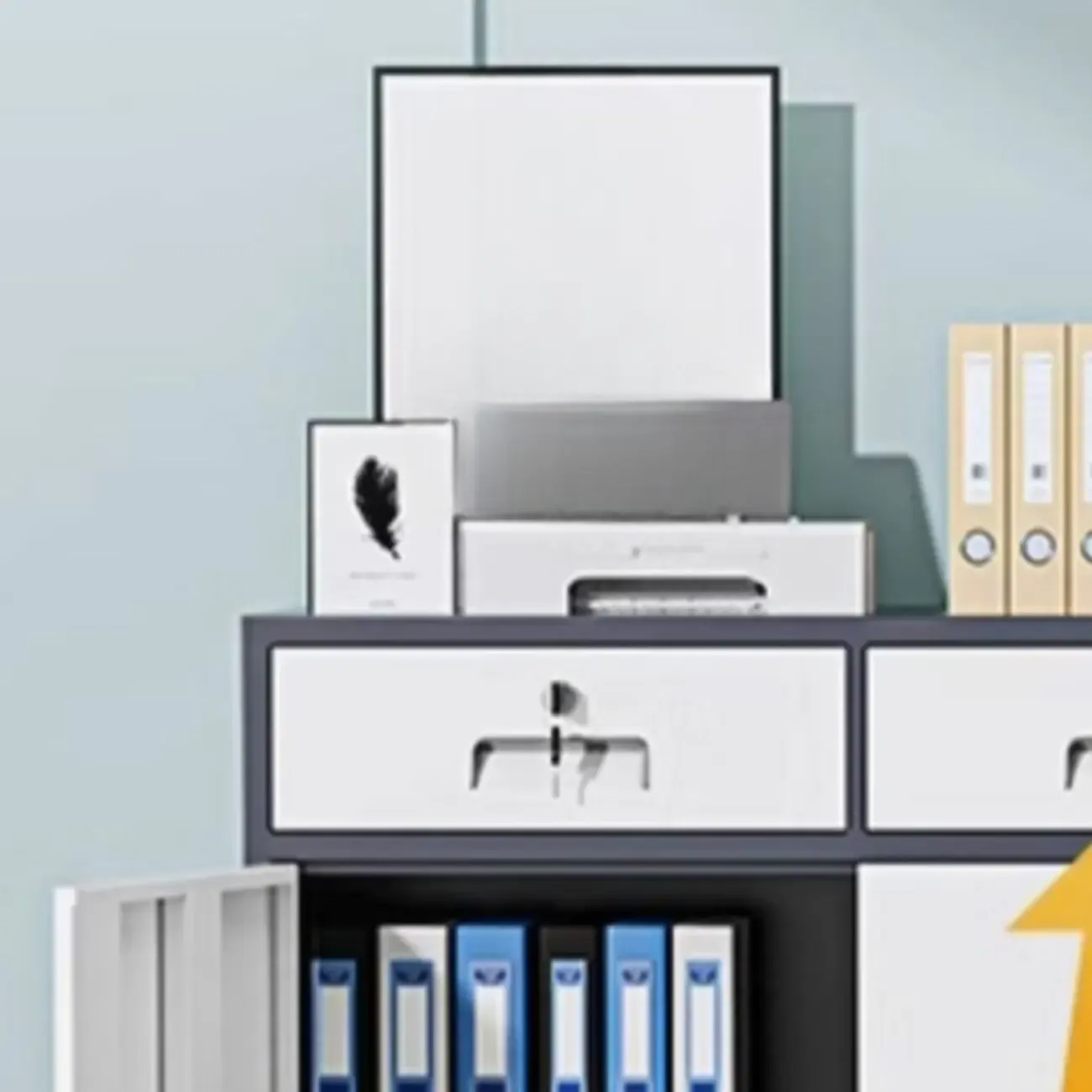 Durable White Metal Filing Cabinet with Lock for Office Use Image - 12