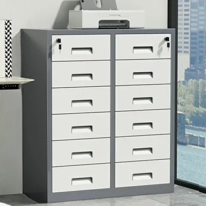 Durable White Metal Filing Cabinet with Lock for Office Use Image - 13