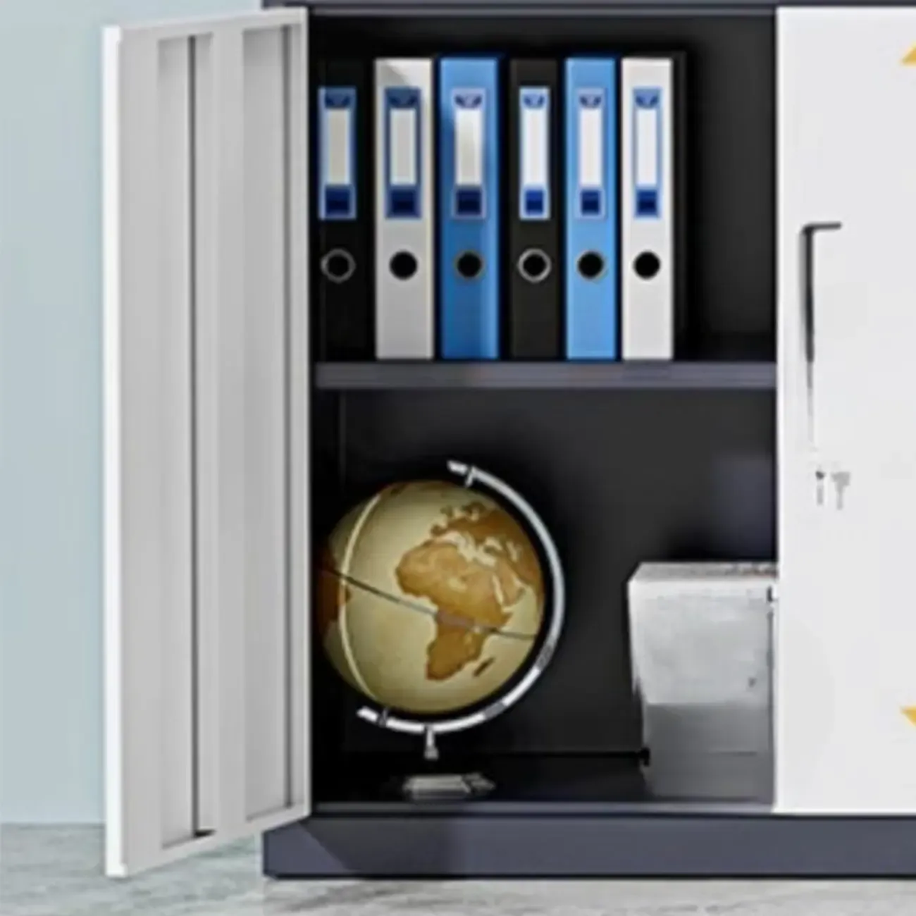 Durable White Metal Filing Cabinet with Lock for Office Use Image - 14