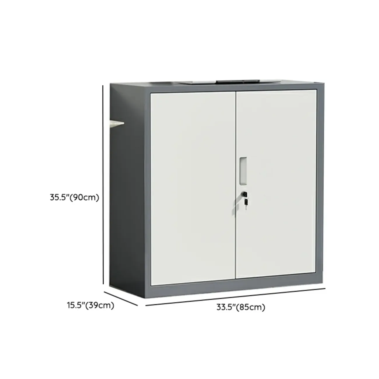 Durable White Metal Filing Cabinet with Lock for Office Use #size