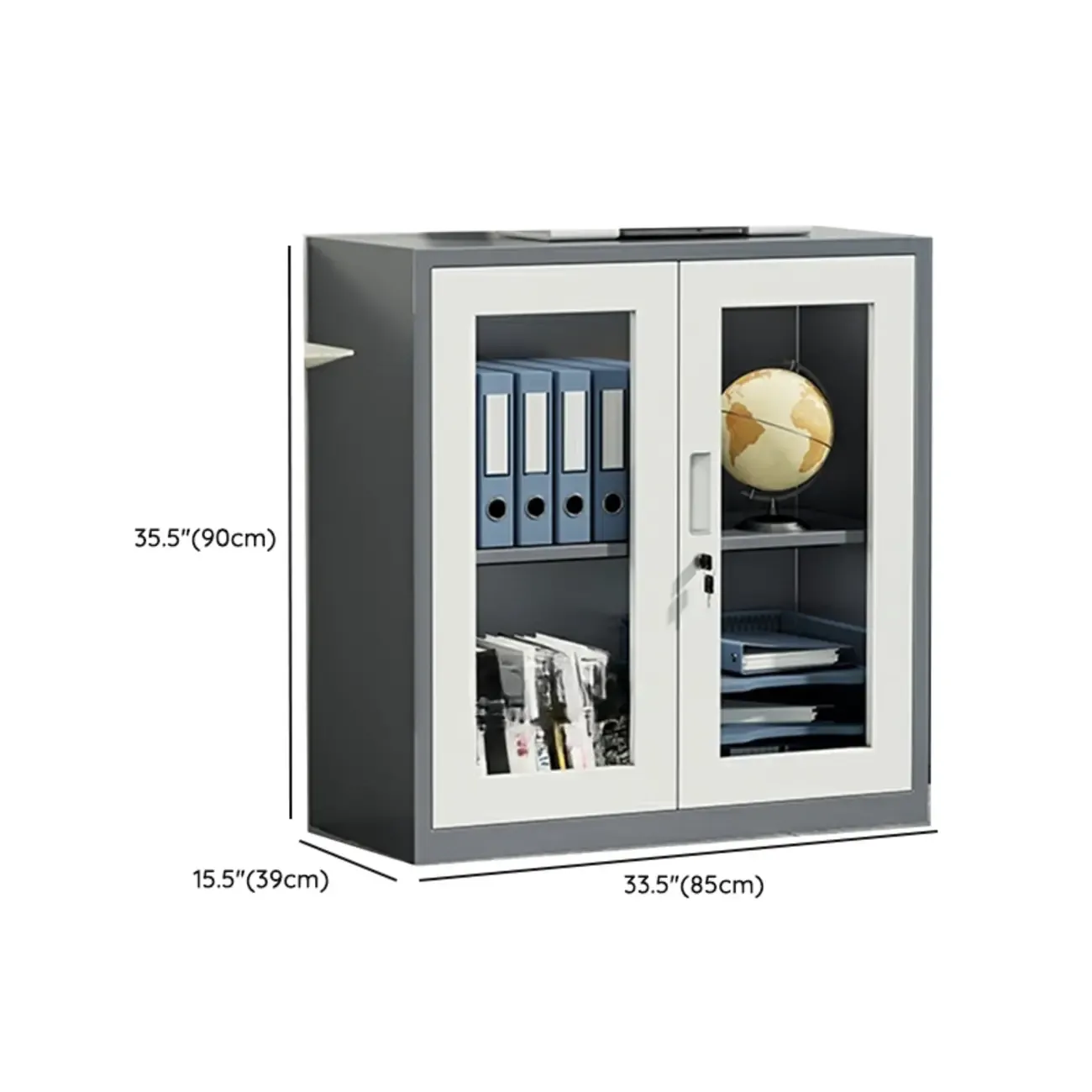 Durable White Metal Filing Cabinet with Lock for Office Use Image - 17