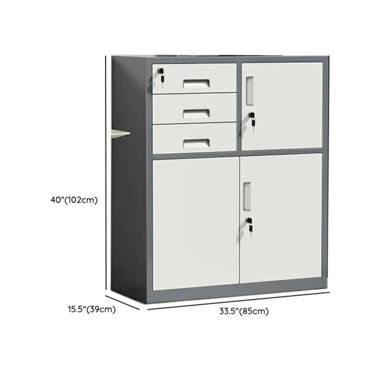 Durable White Metal Filing Cabinet with Lock for Office Use Image - 18