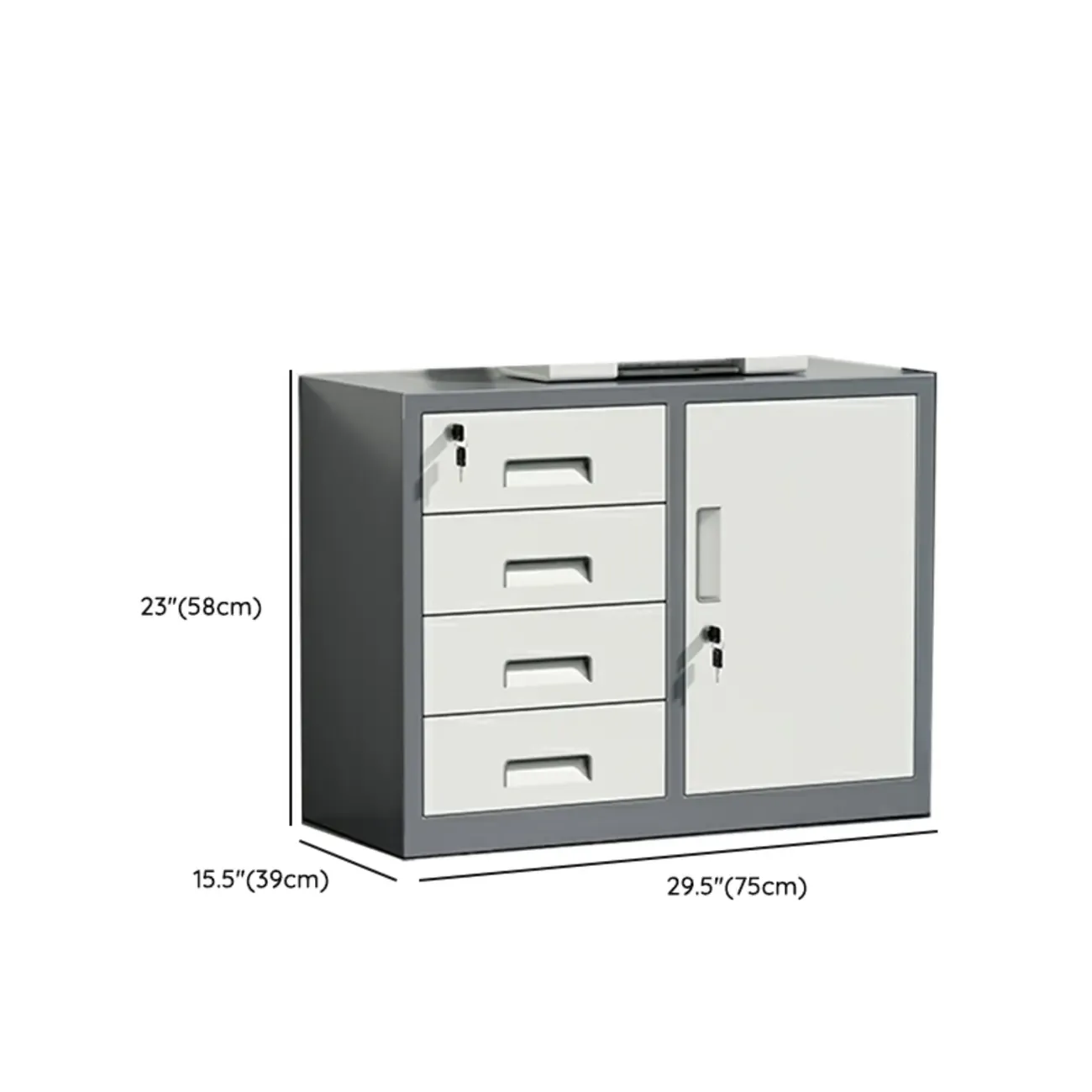 Durable White Metal Filing Cabinet with Lock for Office Use Image - 19