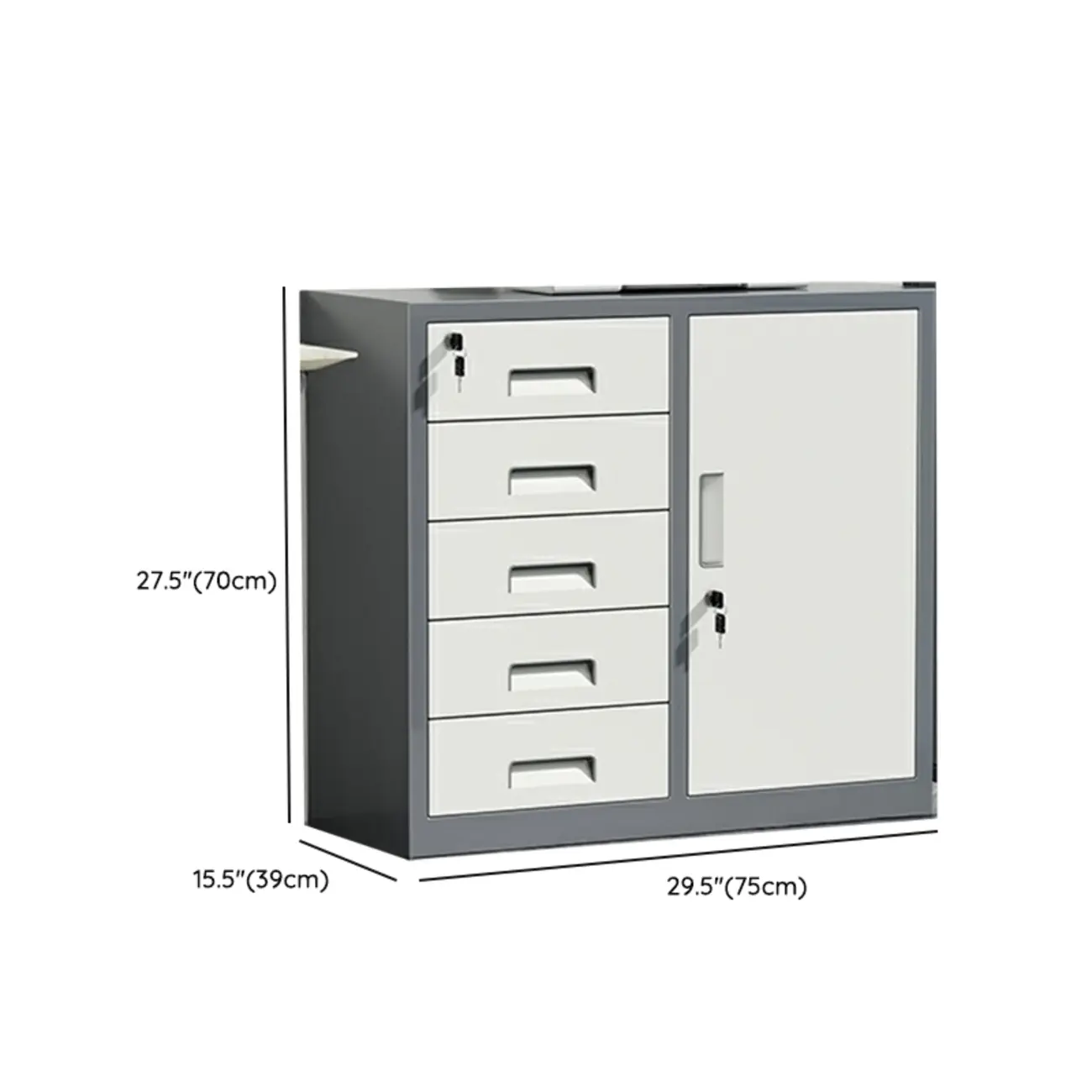 Durable White Metal Filing Cabinet with Lock for Office Use Image - 20 | homeyfad