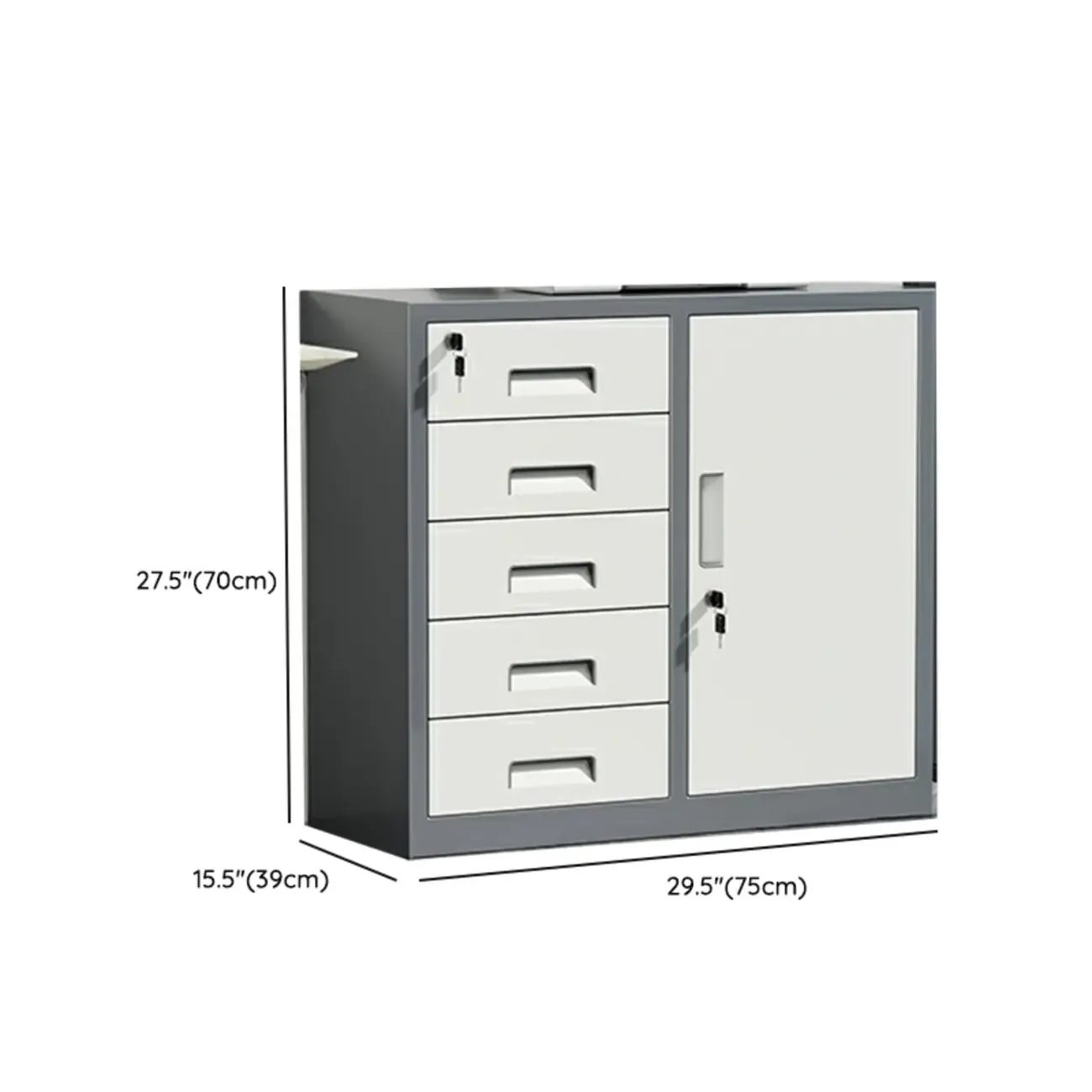 Durable White Metal Filing Cabinet with Lock for Office Use Image - 20
