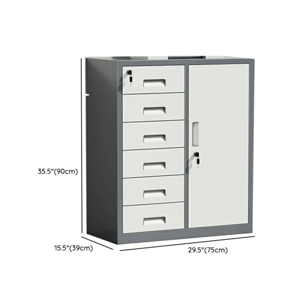 Durable White Metal Filing Cabinet with Lock for Office Use Image - 21