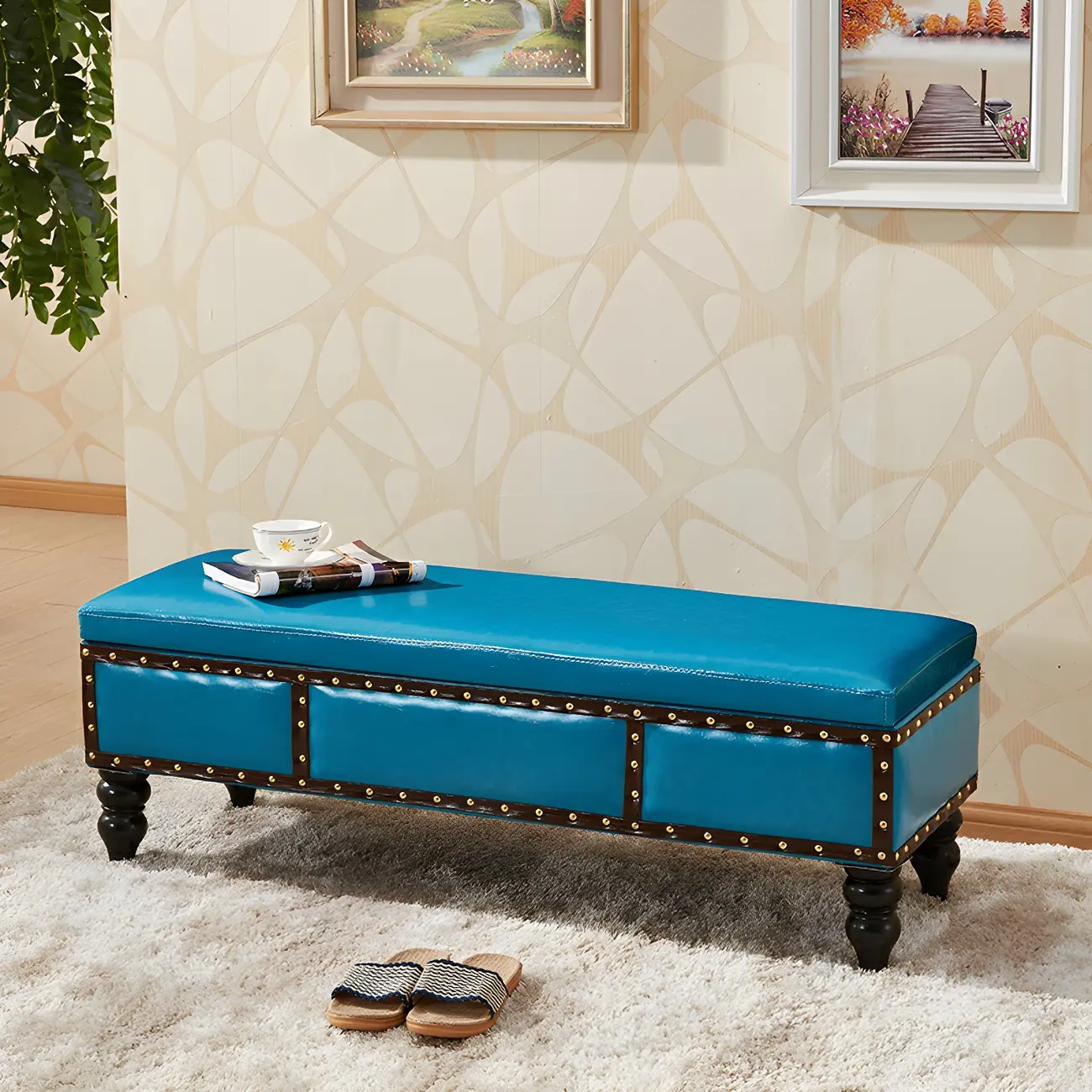 22"H Faux Leather Upholstered Bedroom Bench with Storage Image - 8 | homeyfad