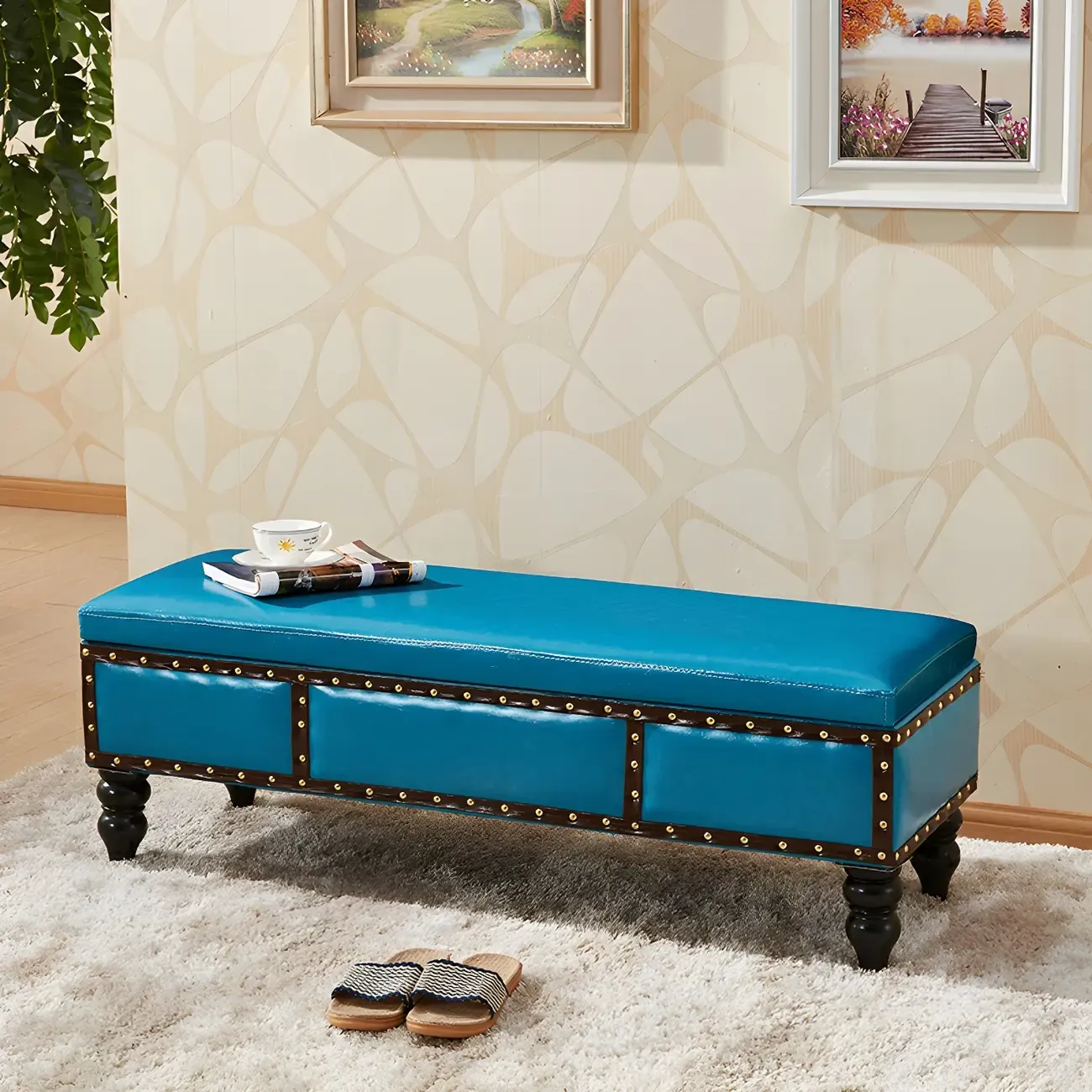 22"H Faux Leather Upholstered Bedroom Bench with Storage Image - 8
