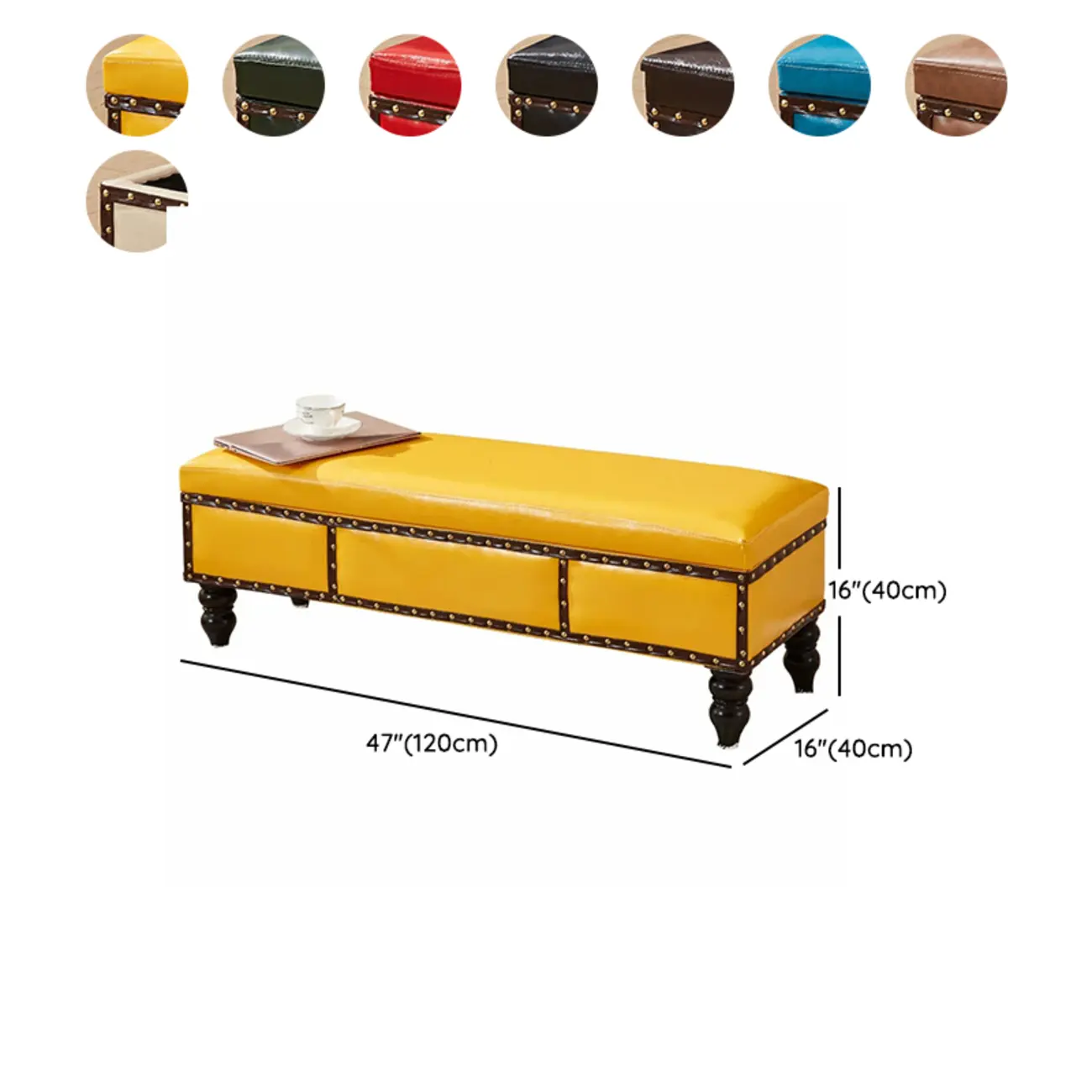22"H Faux Leather Upholstered Bedroom Bench with Storage #size | homeyfad