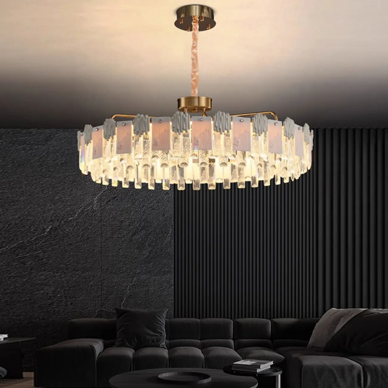 Gold Crystal Round Glass Modern Crystal Chandelier Image - 2 | homeyfad
