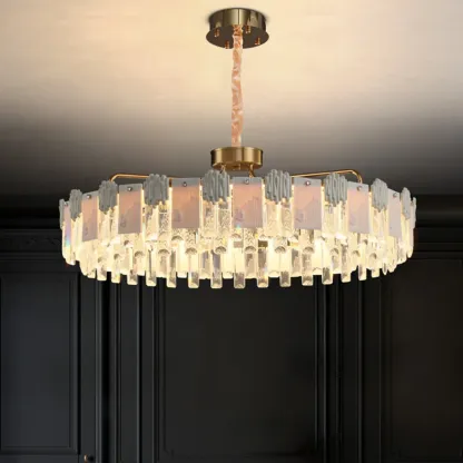 Gold Crystal Round Glass Modern Crystal Chandelier Image - 1