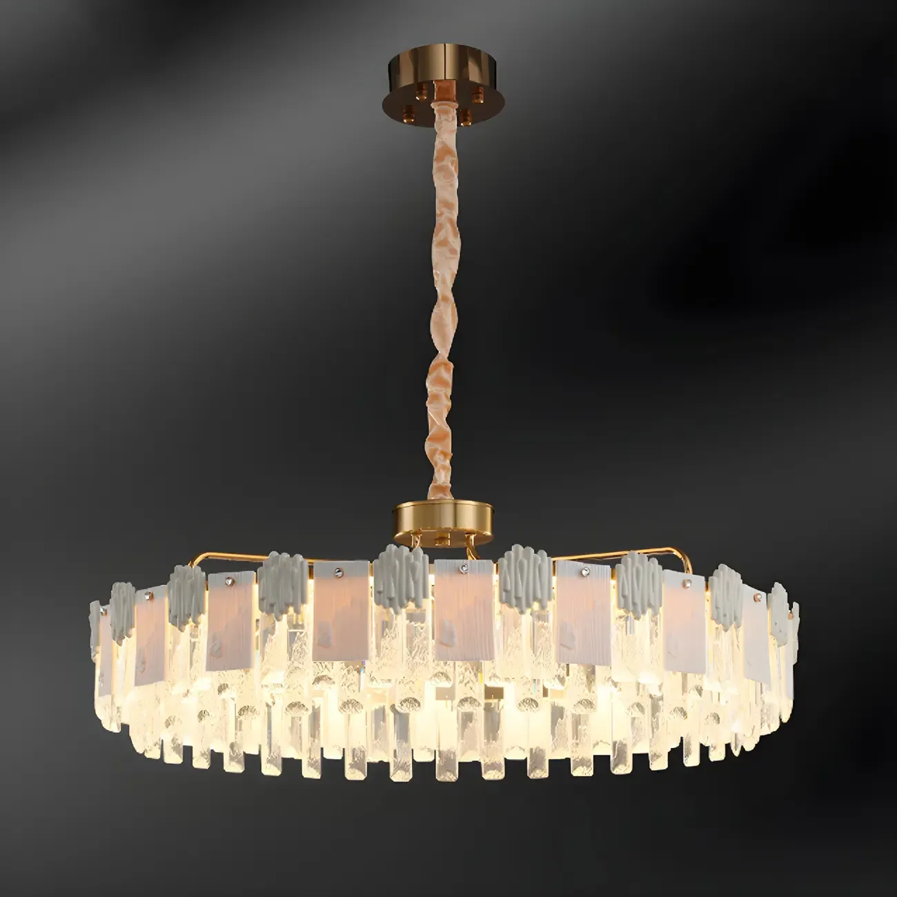 Gold Crystal Round Glass Modern Crystal Chandelier Image - 4