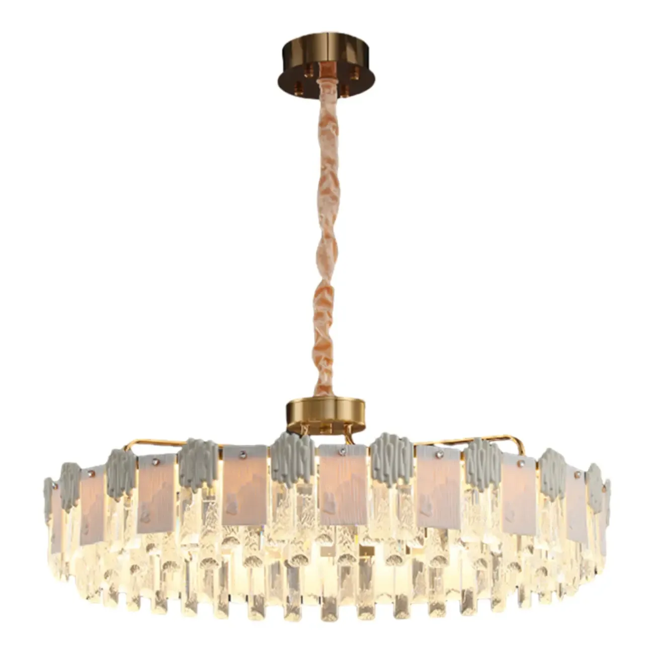 Gold Crystal Round Glass Modern Crystal Chandelier Image - 10