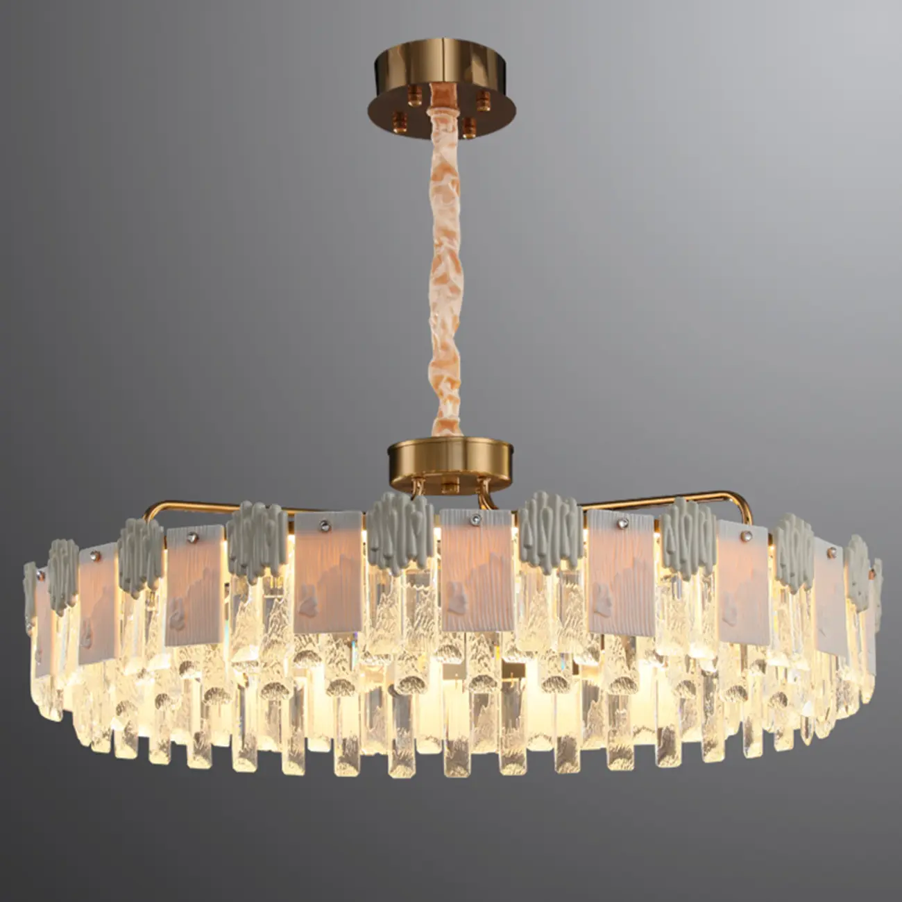 Gold Crystal Round Glass Modern Crystal Chandelier Image - 7 | homeyfad