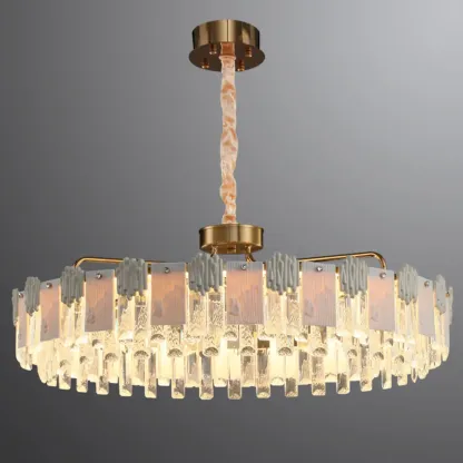 Gold Crystal Round Glass Modern Crystal Chandelier Image - 7