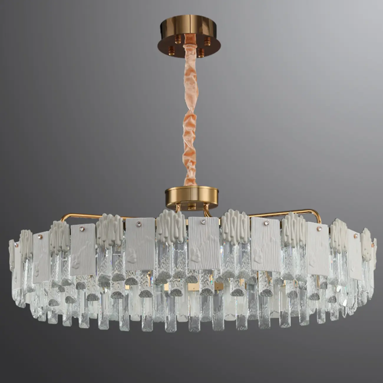 Gold Crystal Round Glass Modern Crystal Chandelier Image - 8 | homeyfad