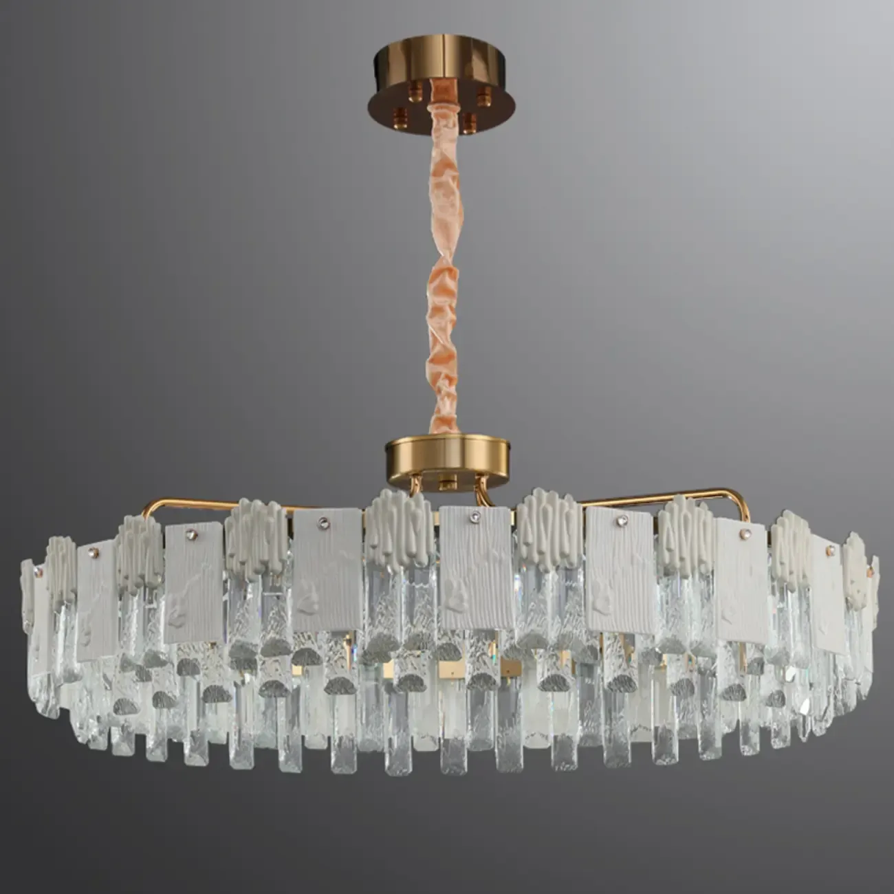 Gold Crystal Round Glass Modern Crystal Chandelier Image - 8