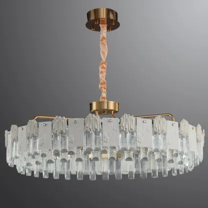Gold Crystal Round Glass Modern Crystal Chandelier Image - 8