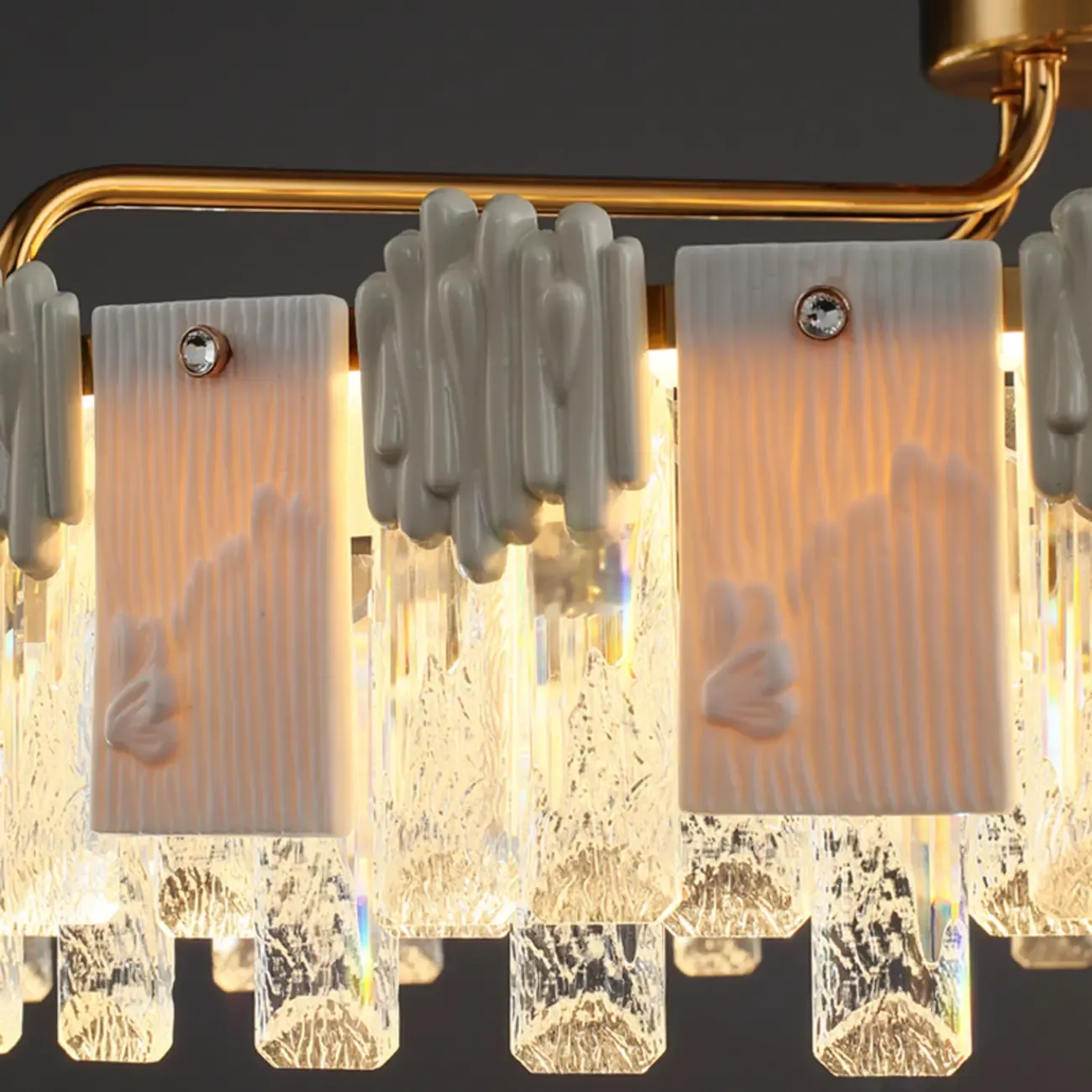 Gold Crystal Round Glass Modern Crystal Chandelier Image - 5