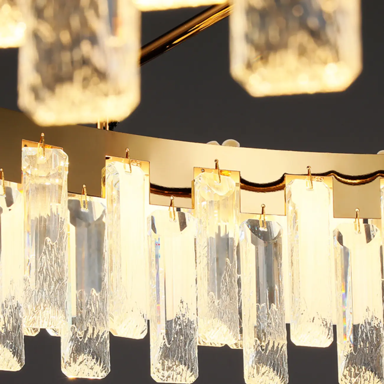 Gold Crystal Round Glass Modern Crystal Chandelier Image - 6 | homeyfad