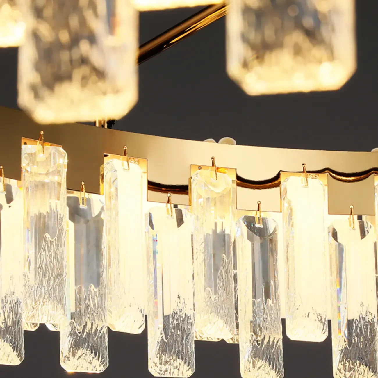 Gold Crystal Round Glass Modern Crystal Chandelier Image - 6