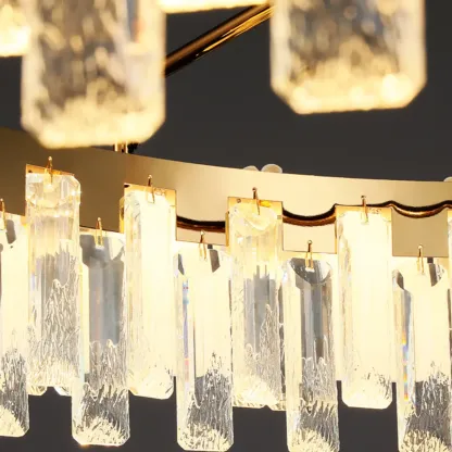 Gold Crystal Round Glass Modern Crystal Chandelier Image - 6