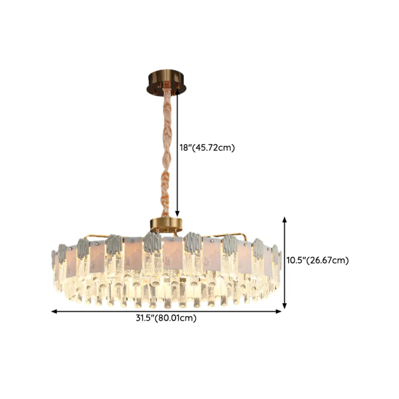 Modern Round Gold Crystal Drum Dimmable LED Chandelier #size
