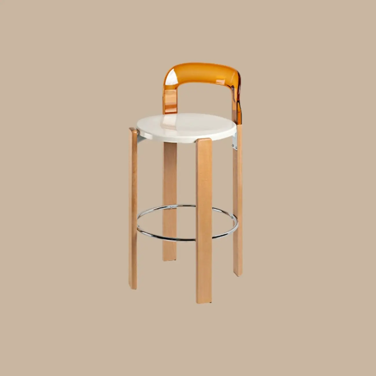 Functional Acrylic Seat Wood Base Bar Stools with Back Image - 5 | homeyfad