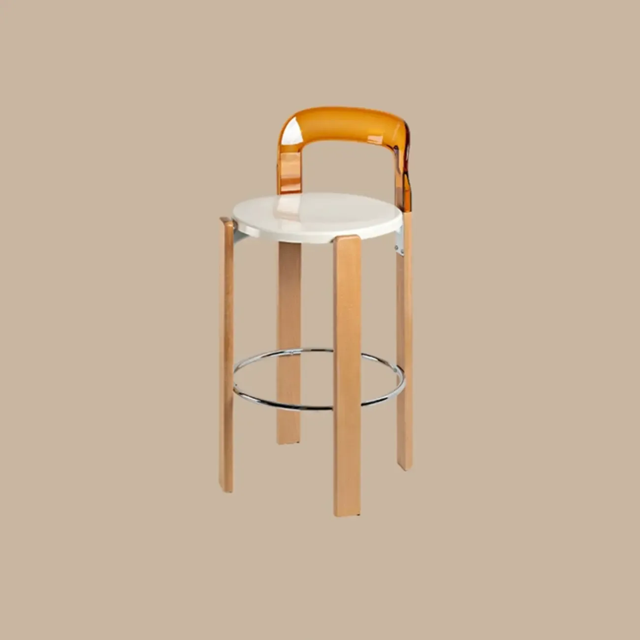 Functional Acrylic Seat Wood Base Bar Stools with Back Image - 5