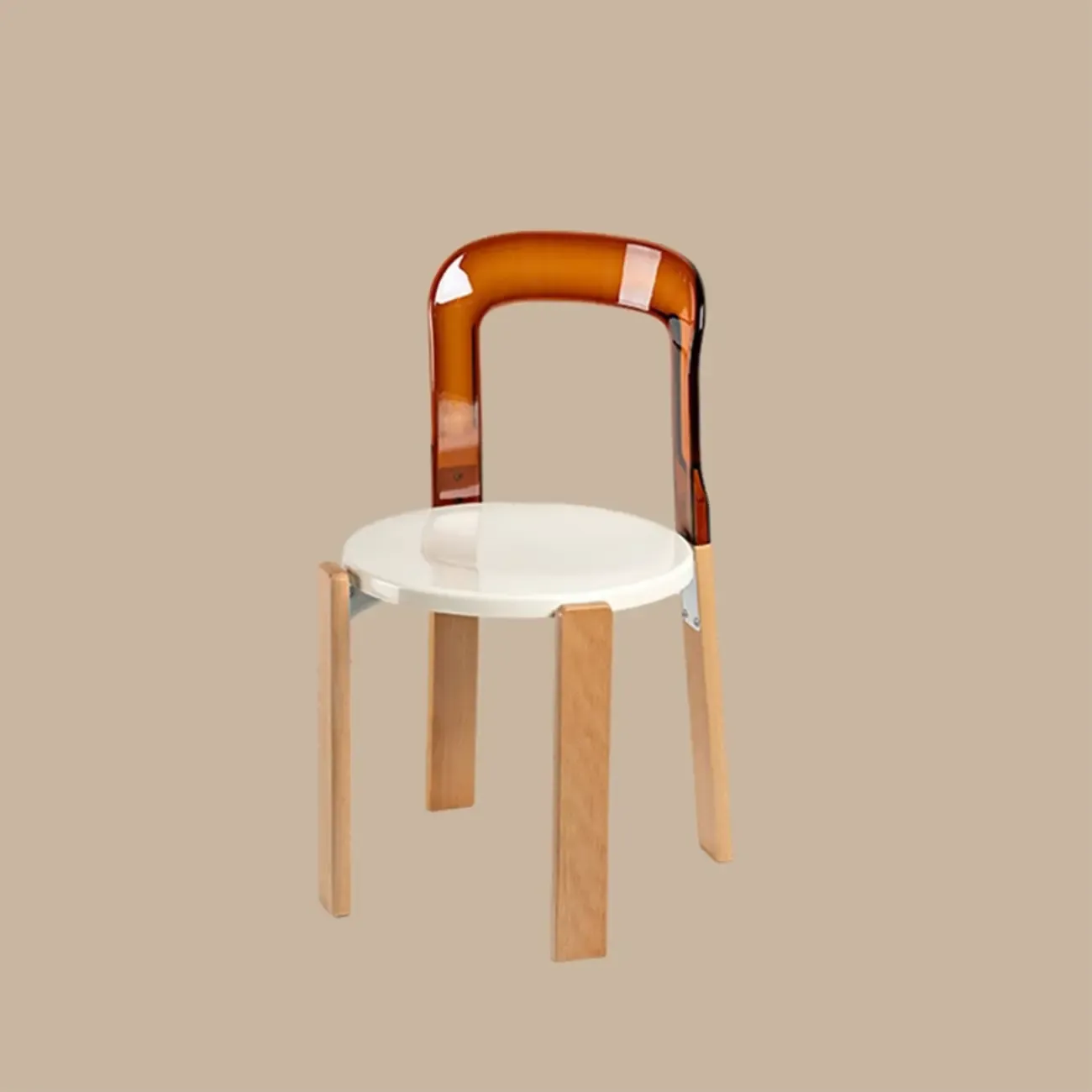 Functional Acrylic Seat Wood Base Bar Stools with Back Image - 6