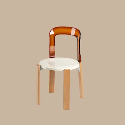 Functional Acrylic Seat Wood Base Bar Stools with Back Image - 6