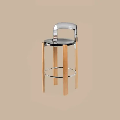 Functional Acrylic Seat Wood Base Bar Stools with Back Image - 9