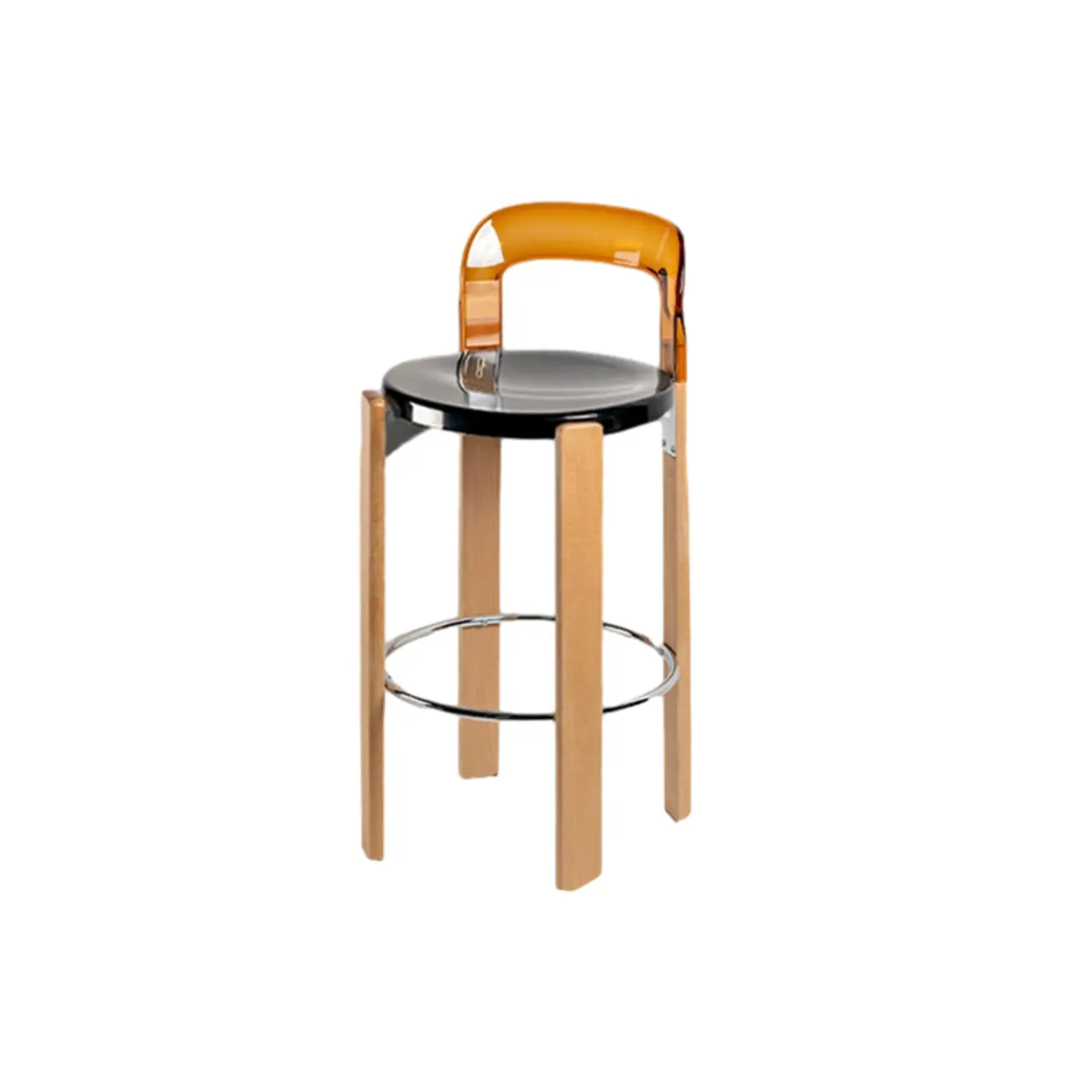 Functional Acrylic Seat Wood Base Bar Stools with Back Image - 25 | homeyfad