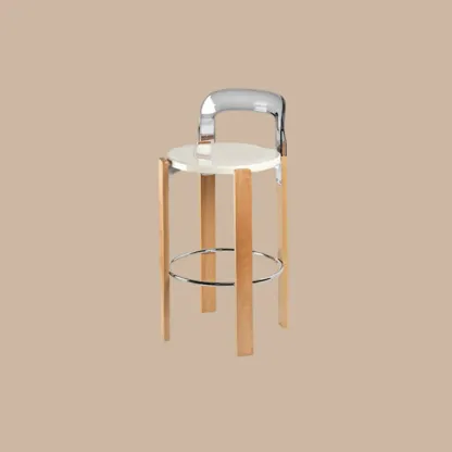 Functional Acrylic Seat Wood Base Bar Stools with Back Image - 11