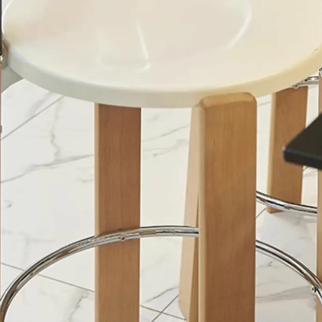 Functional Acrylic Seat Wood Base Bar Stools with Back Image - 23