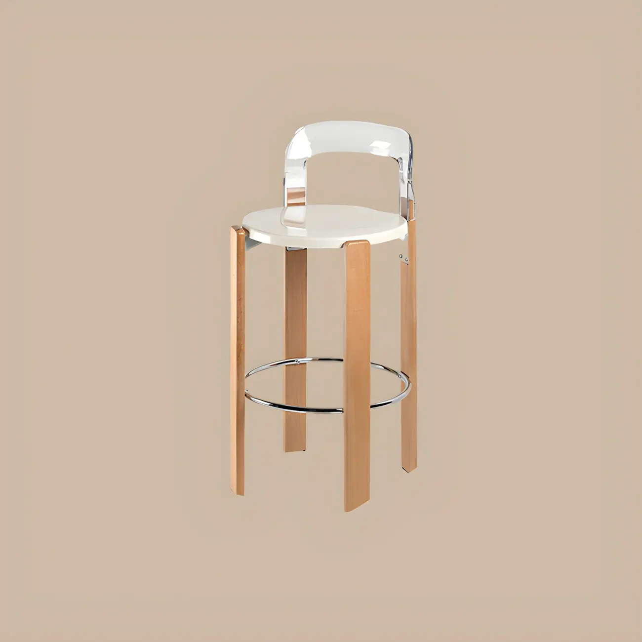 Functional Acrylic Seat Wood Base Bar Stools with Back Image - 13 | homeyfad