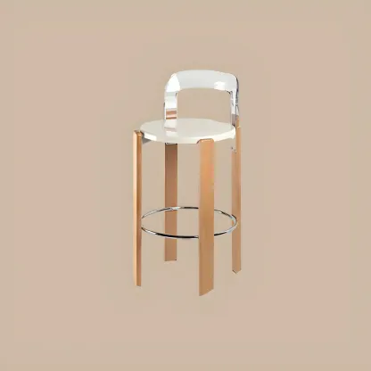 Functional Acrylic Seat Wood Base Bar Stools with Back Image - 13