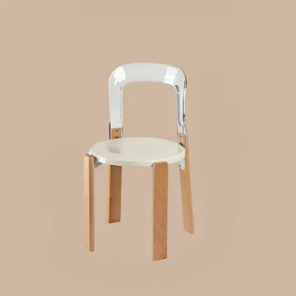 Functional Acrylic Seat Wood Base Bar Stools with Back Image - 14