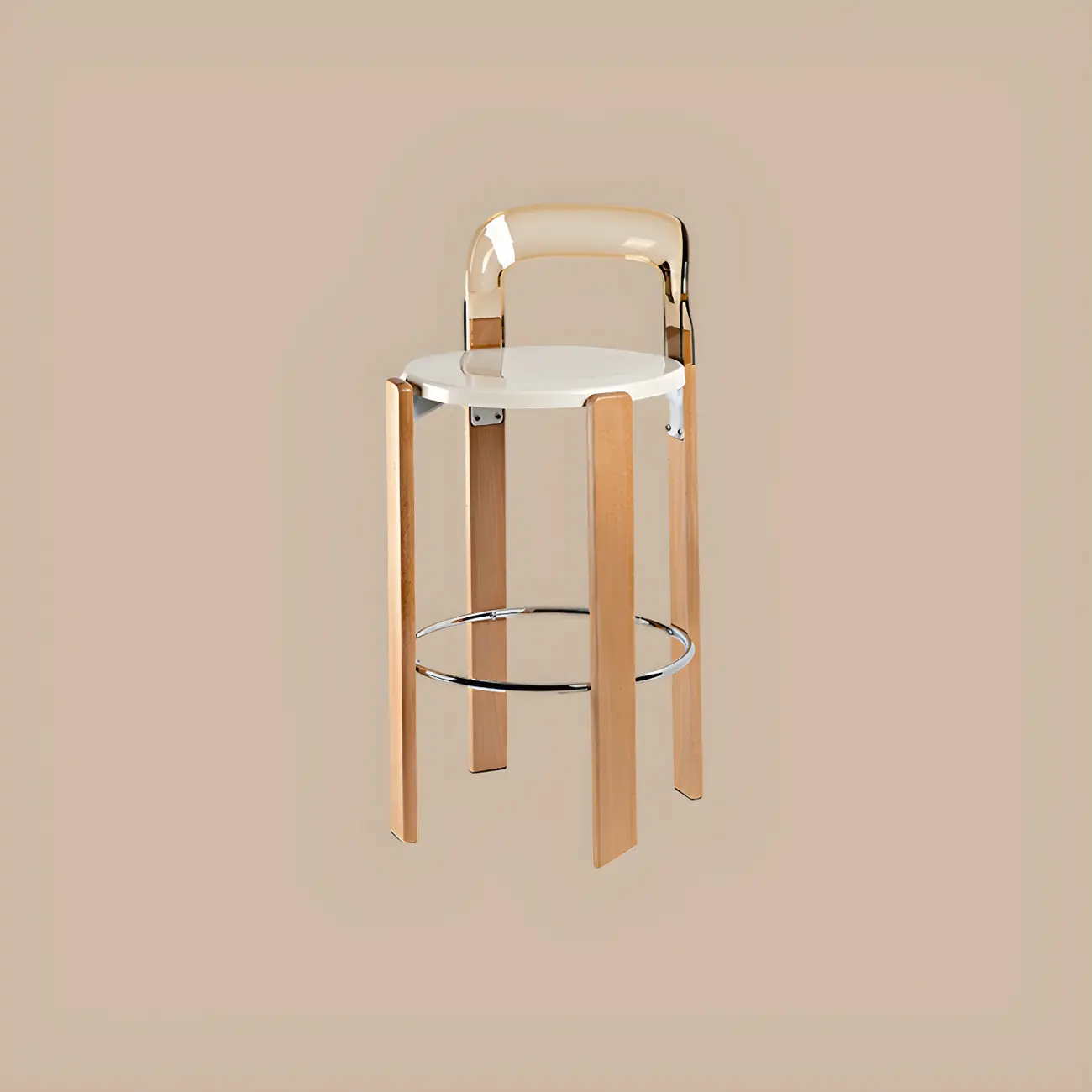 Functional Acrylic Seat Wood Base Bar Stools with Back Image - 15 | homeyfad